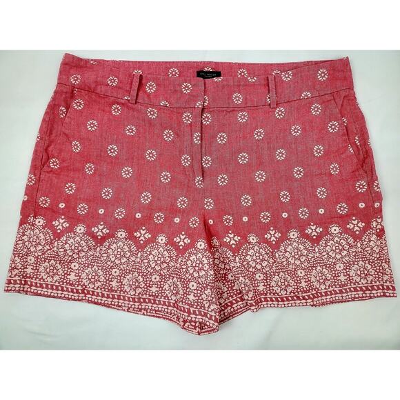 Ann Taylor Shorts Womens Size 12 Floral Chino Salmon Pink Khakis Riviera - Picture 7 of 12